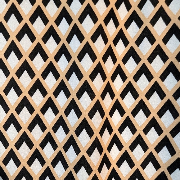 Sleeved Shirt Dress  🔶 🤍Orange & Black Pattern Collared Tie Belt - Picture 5 of 7